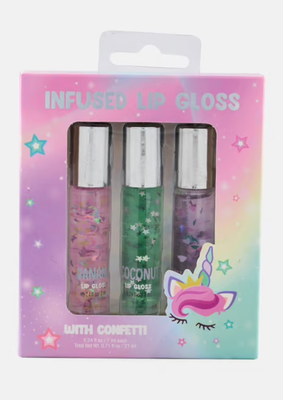Unicorn lip gloss set with confetti