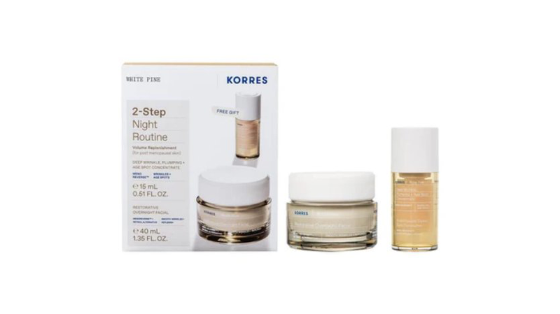 Korres 2 step night routine - white pine concentrated face serum & night cream, , medium-null