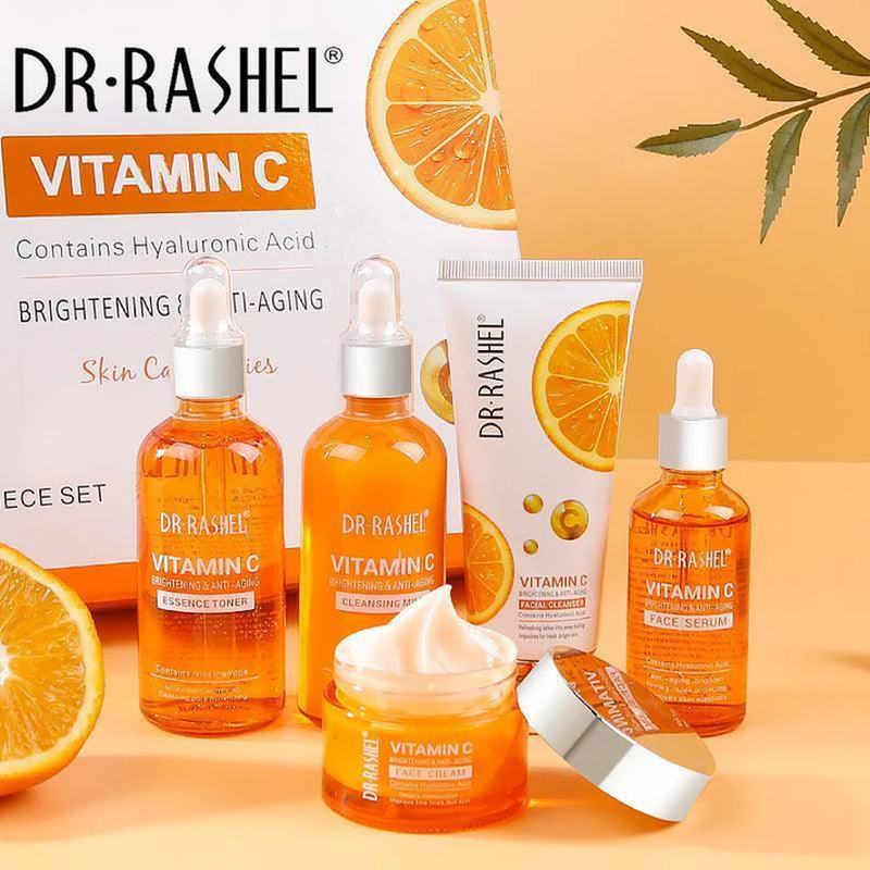 Dr rashel vitamin c skin care series , contains hyaluronic acid, anti aging and collagen Essence ( pack of 5 piece set )-null