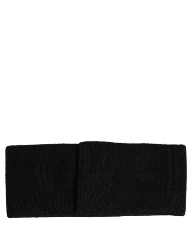 Men black cashmere logo plaque head band one size hat-null