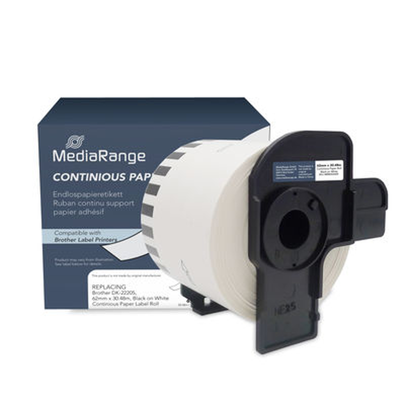Mediarange continuous paper label, for label printers brother dk-22205, 62mm, 30.48m, , medium-null