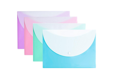 Plastic envelope a4 w/ button and extra pocket