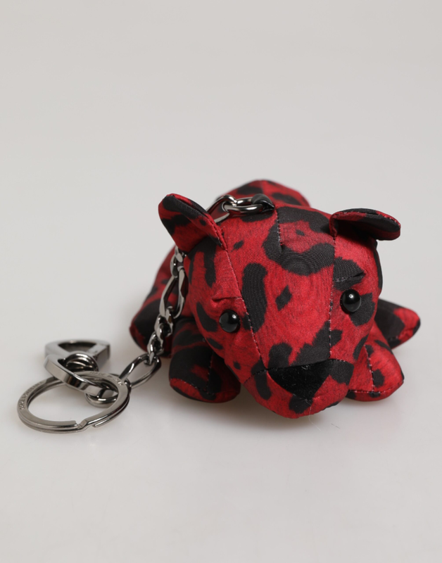 Red black polyester animal silhouette bag keychain keyring-null