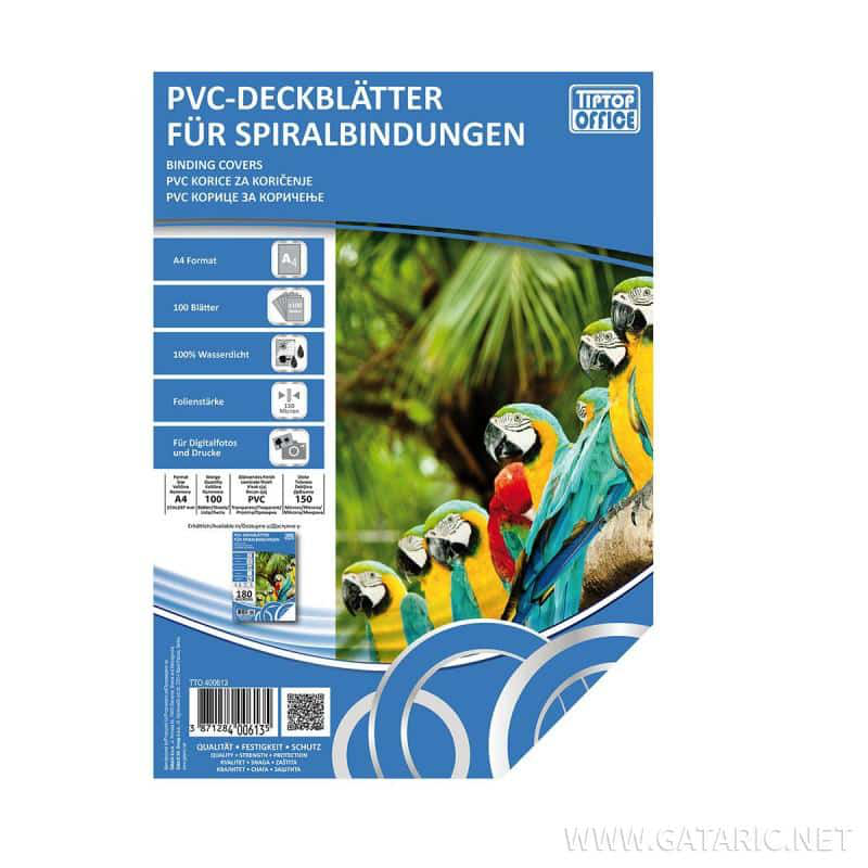 Tto a4 pvc transparencies (binding cover) for spiral 150mic clear (100pcs), , medium-null