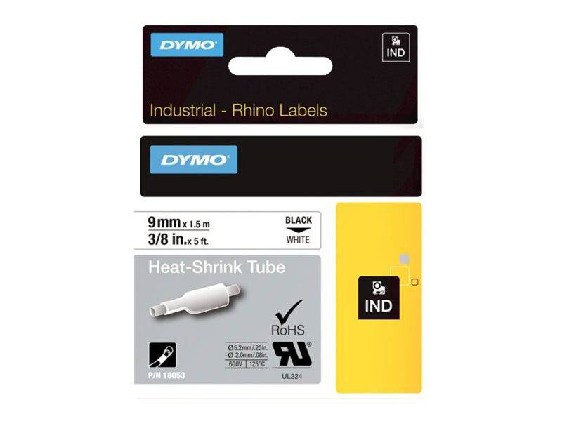 Dymo ind / adhesive / black on white / roll (0.9 cm x 1 m) 1 roll(s) tubing label cartridge / for rhino 4200, 4200 kit, 5200, 5200 hard case kit, , medium-null