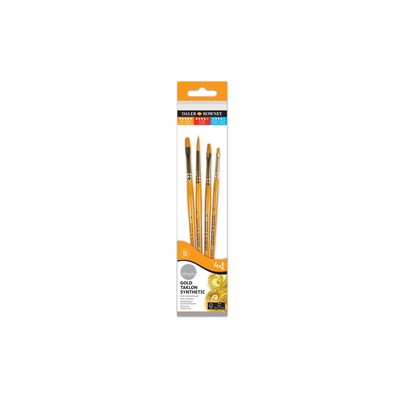 Simply gold taklon painting brush set # 4 4pcs, , medium