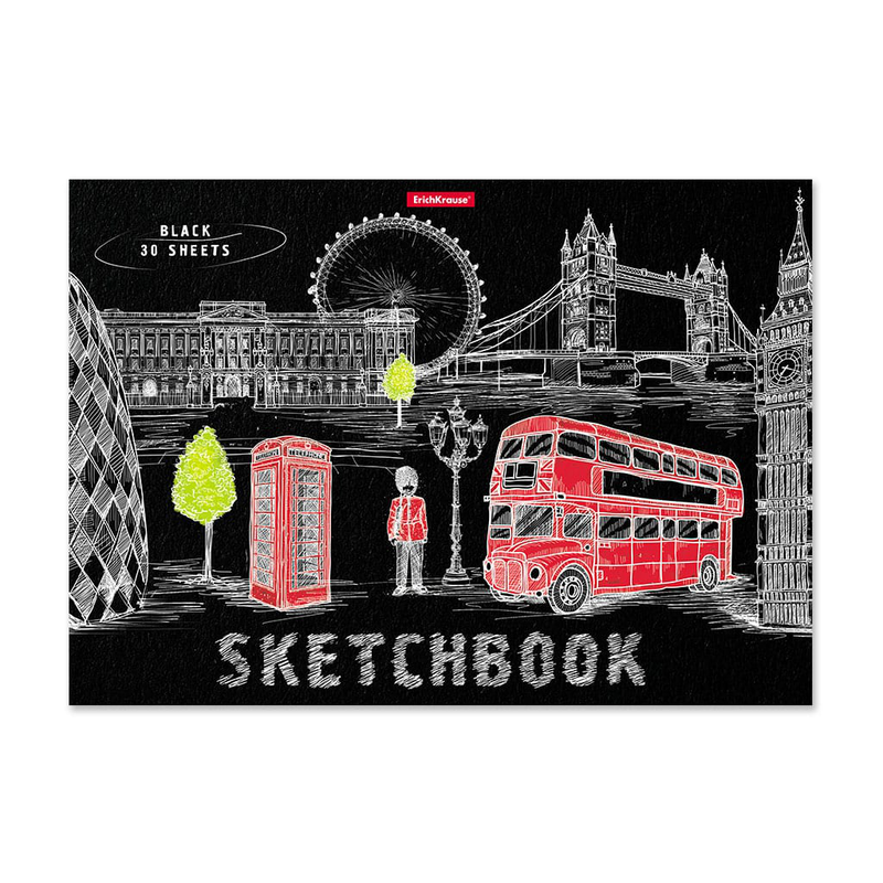 Erichkrause a4  sketchbook great britain 30 black sheets 120gsm  49851, , medium-null