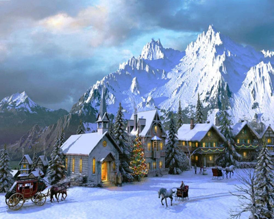 Paint by numbers figured'art christmas time in the alps 40x50cm rolled canvas, , medium