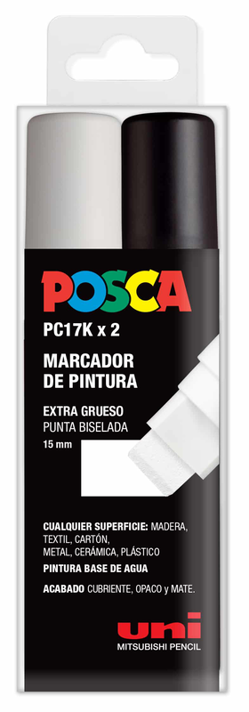 Posca markers pc-17k 15 mm extra-broad tip set x2 colors, , medium-null