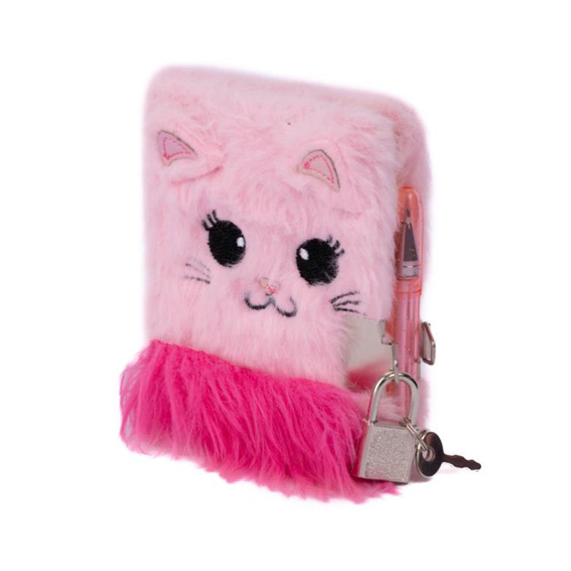 Kitty furry notebook with pen, , medium image number null