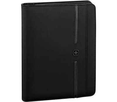 Wenger, affiliate binder padfolio with tablet pocket, black ( r )