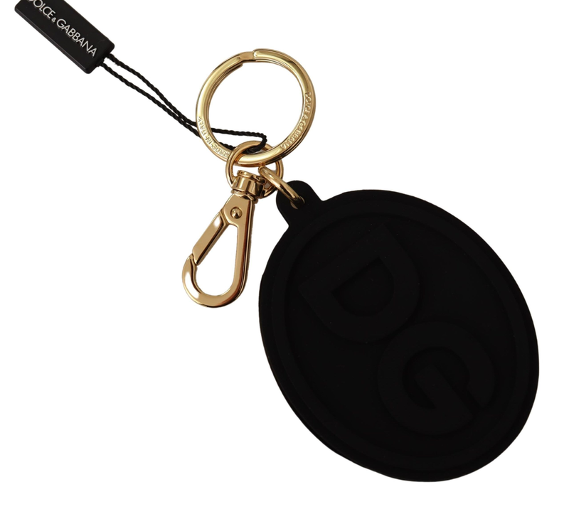 Black rubber dg logo gold brass metal keyring keychain-null