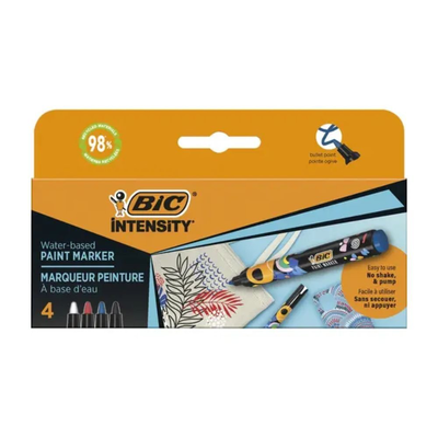 Bic intensity σετ 4 μαρκαδόροι βαφής με ανθεκτικά & έντονα χρώματα για πολλές επιφάνειες, , medium