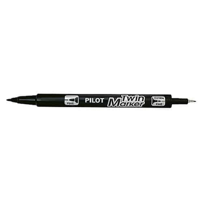 Pilot twin marker extra fine / fine tip black, Black, medium