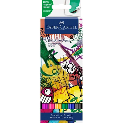 Goldfaber aqua dual marker wallet of 6, graffiti