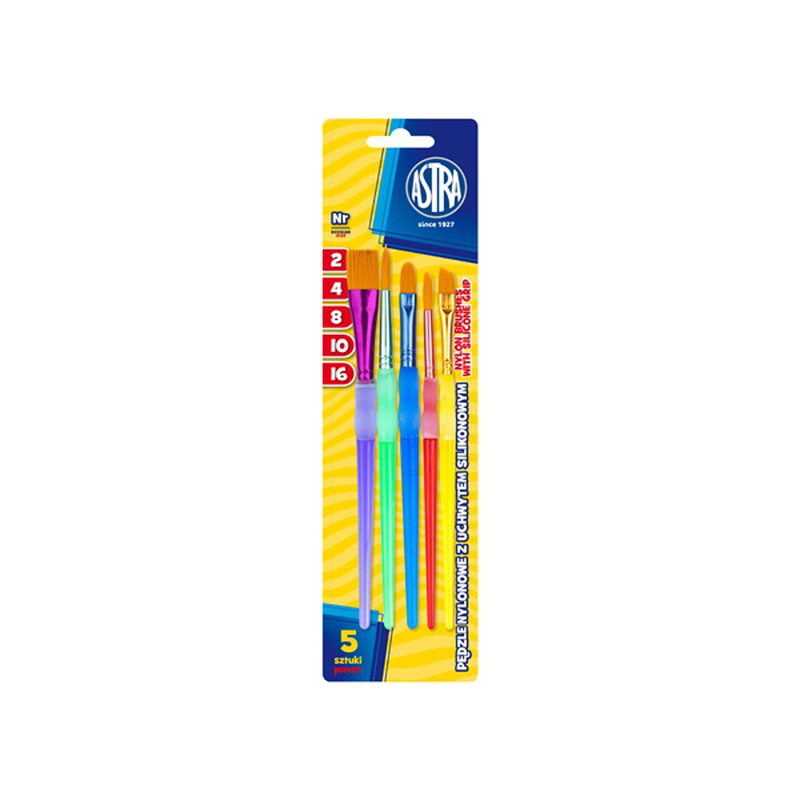 Product image: Σετ πινέλων με νάιλον ίνες και λαβή σιλικόνης 5 τεμάχια - astra, , medium-null