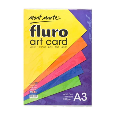 Set 15 fluoro art card sheets a3 230gr, , medium
