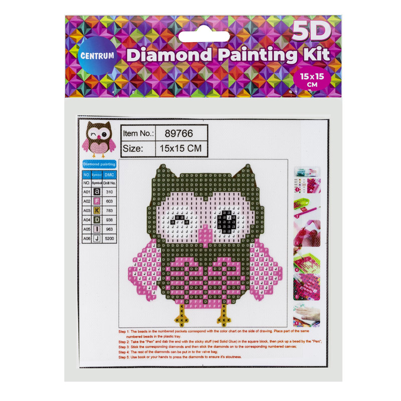 Diamond mozaic "owl" 15x15cm, , medium-null