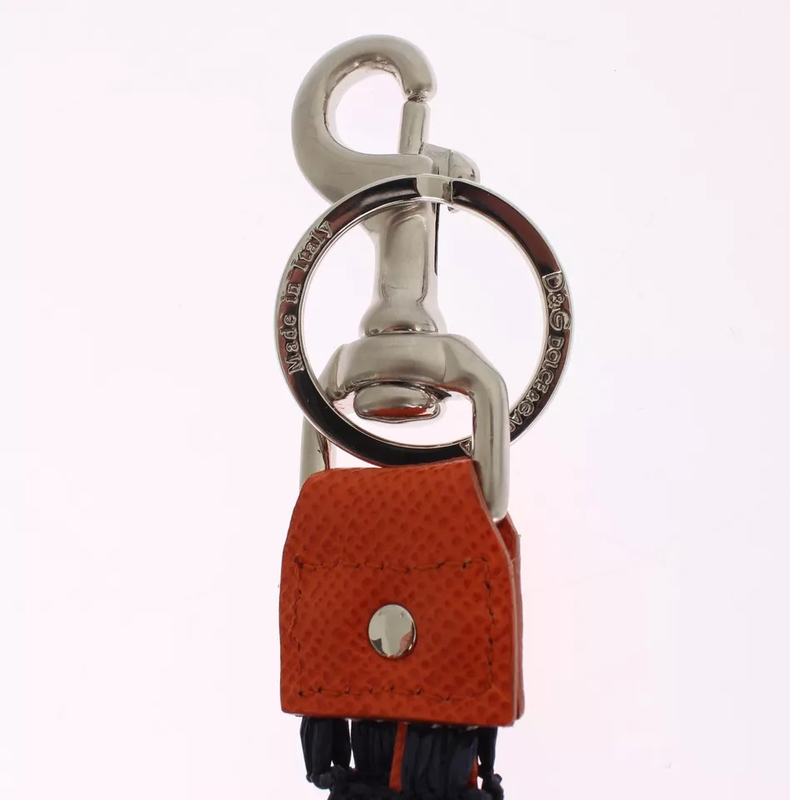 Red yellow raffia leather clasp finder keyring keychain-null