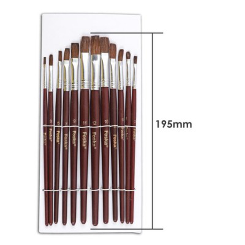 Wooden brush set x12 brushes set foska, , medium-null
