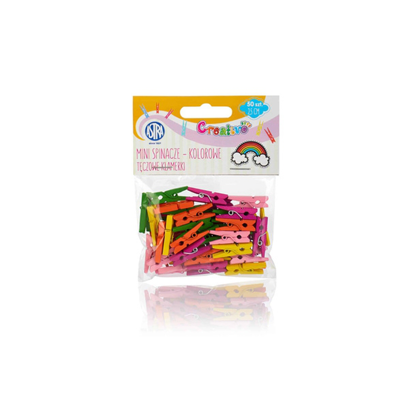 Product image: Μίνι ξύλινα μανταλάκια πολύχρωμα 50 τεμάχια - astra, , medium-null