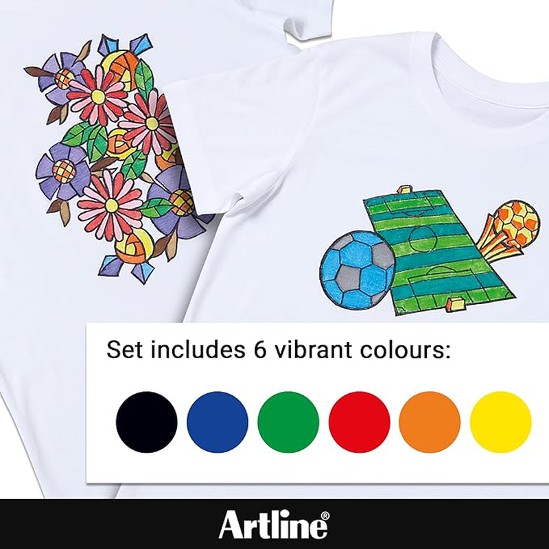 Artline pack of 6 fabric markers for t-shirts, , medium-null