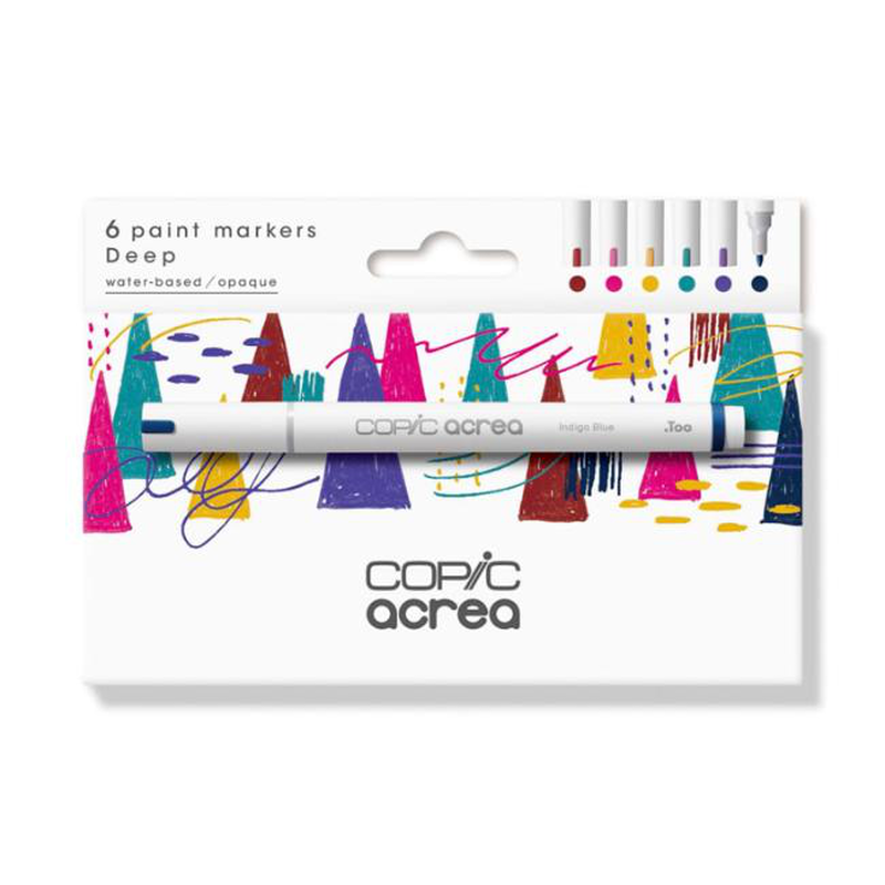 Product image: Copic acrea set of 6 deep paint markers with water and pigment-based ink, line width 0.8-1.2 mm, , medium-null
