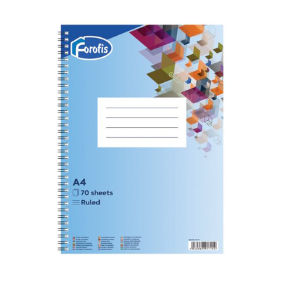 Notebook a4 lined 70sheets. Spiral bound, , medium