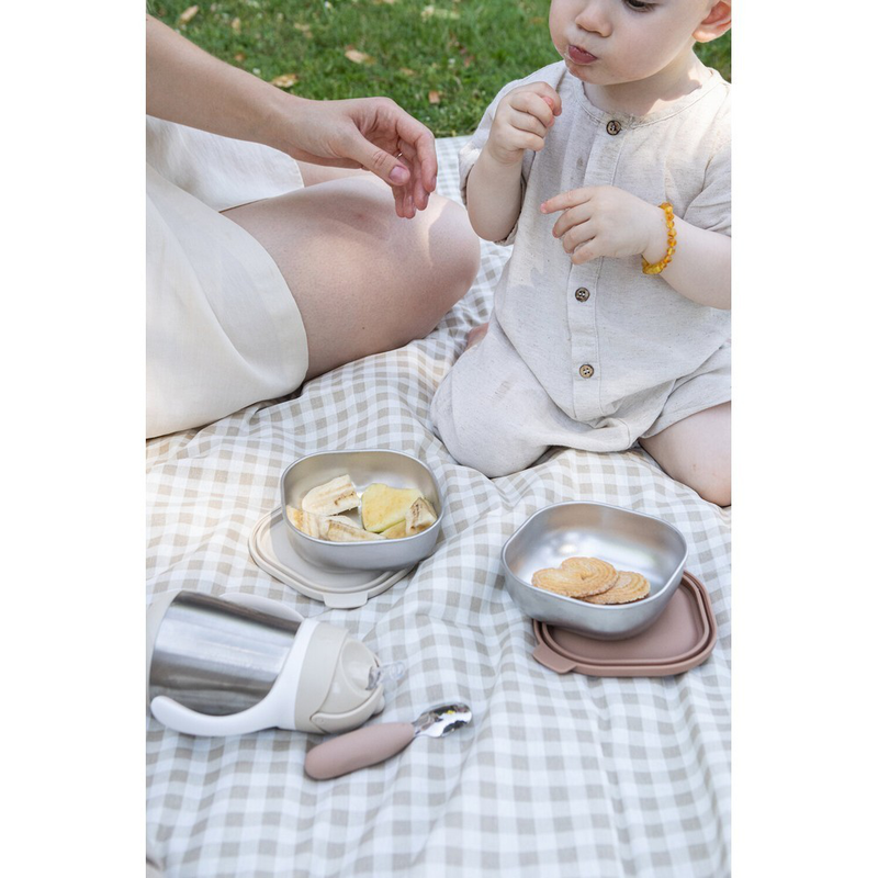 Beaba multi-purpose stainless steel lunch boxes 3pcs - natural set, , medium-null