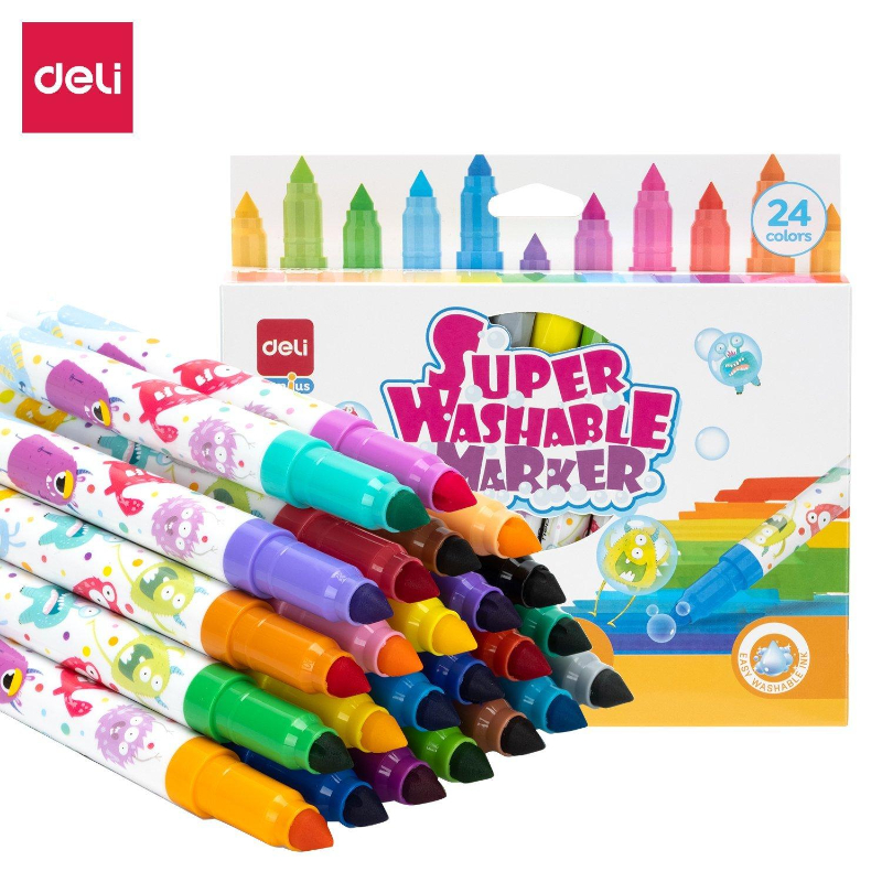 Deli jumbo maxi super washable markers 24pcs, , medium-null