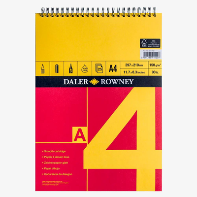 Daler-rowney a series spiral sketch pad 150g a4 25sh, , medium