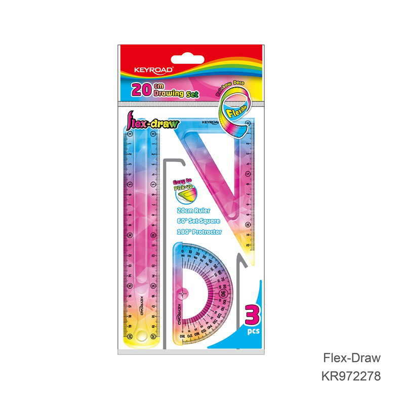 Geometry set 20cm deco printed flexible 3pc, , medium-null