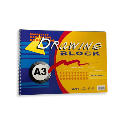 Class drawing block a3 24sh 110gsm spiral, , medium