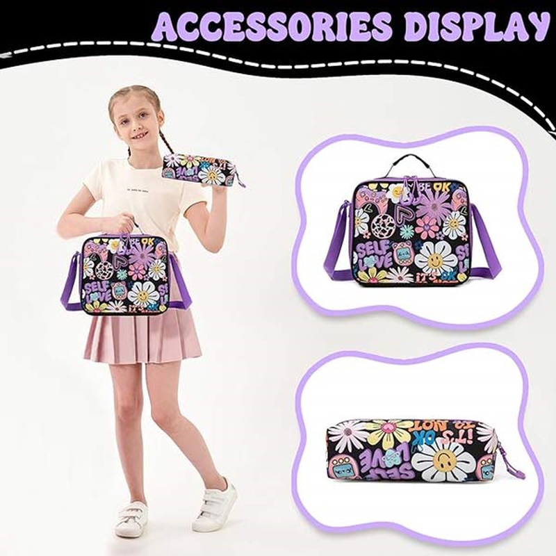 Product image: Τσάντα λουλούδια μωβ σετ 3τμχ, , medium-null