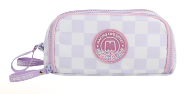 Marshmallow25 check it triple pencil cases, Purple, medium
