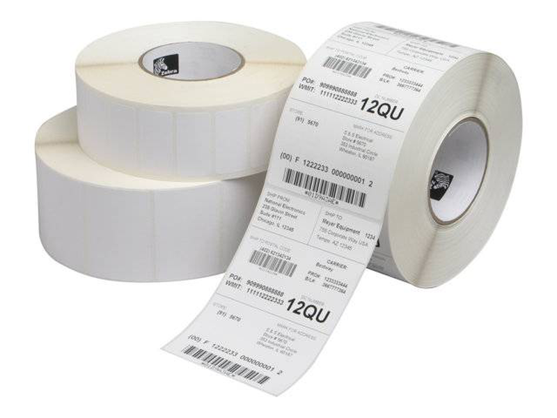 Zebra z-perform 1000t thermal transfer paper labels 38x25mm white uncoated permanent adhesive 2580/roll 12 rolls-null