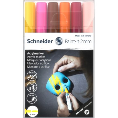 Acrylic marker paint-it 320 4mm wallet set2 6pc assrtd.