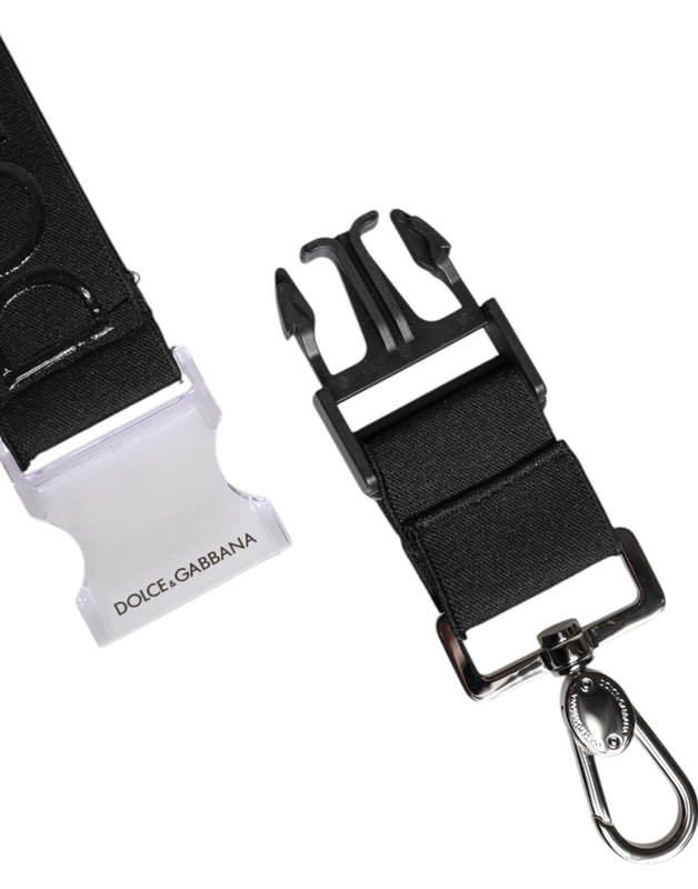 Black stretch polyester rubberised dg logo keychain-null