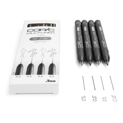 Copic multiliner set coloured, 4 pcs greys