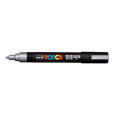 Uni posca bullet tip paint marker pc-5m 1.8-2.5mm silver, , medium