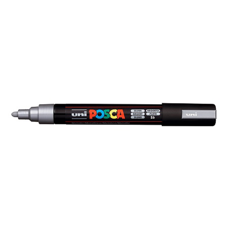 Uni posca bullet tip paint marker pc-5m 1.8-2.5mm silver, , medium-null
