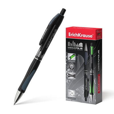 Erichkrause retractable ballpoint pen 'megapolis' 0.7  black 32, , medium