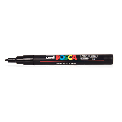 Posca fine markers black pc-3mn-black, , medium