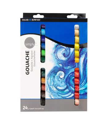 Daler rowney simply artist gouache paint set 24 x 12ml tubes, , medium