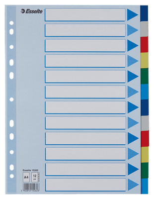 Divider plastic indices a4 12 colors esselte