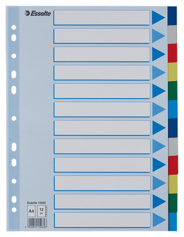 Divider plastic indices a4 12 colors esselte, , medium image number null