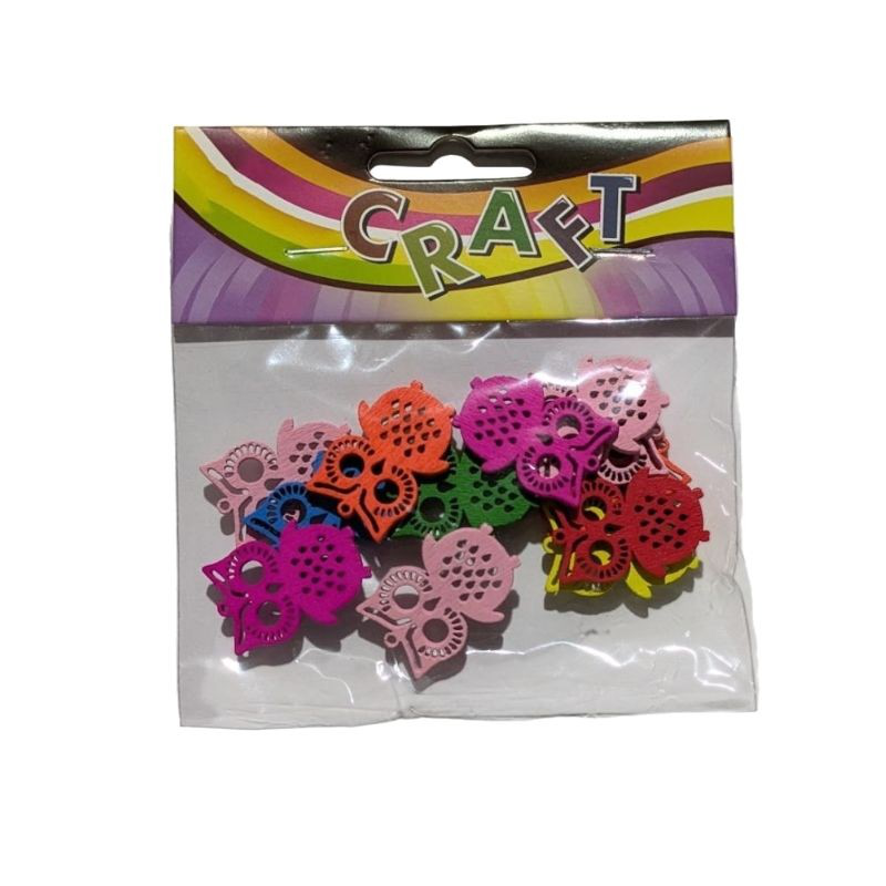 Product image: Wooden colored owls 3x2cm 11pcs, , medium-null