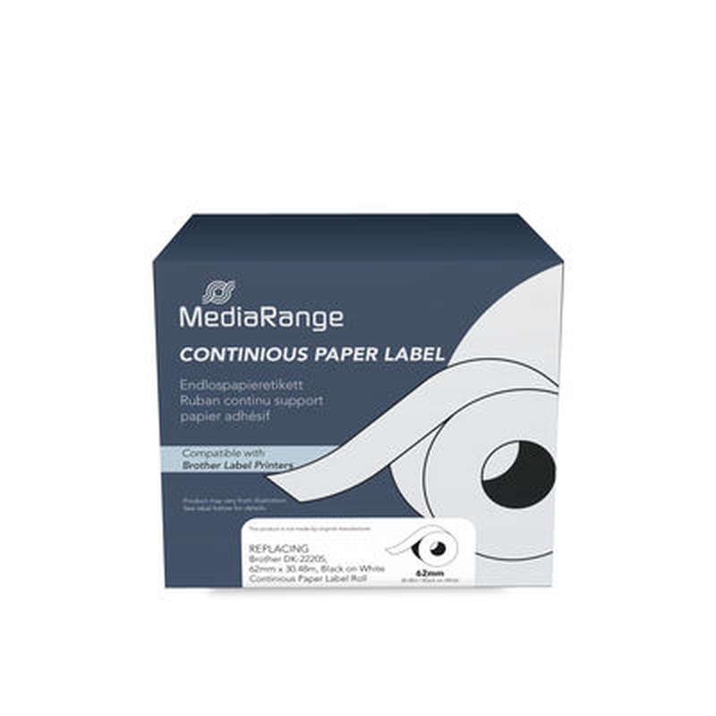 Mediarange continuous paper label, for label printers brother dk-22205, 62mm, 30.48m, , medium-null