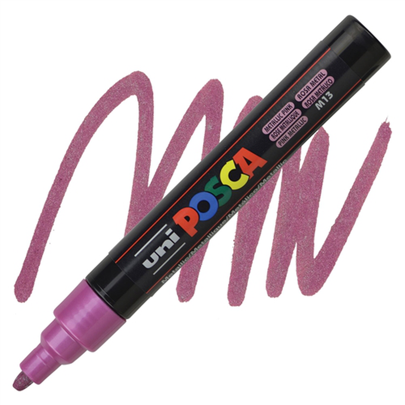 Uni posca bullet tip paint marker pc-5m 1.8-2.5mm slate metallic pink, , medium-null