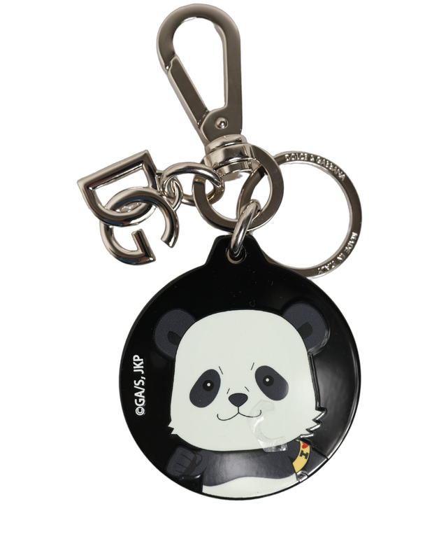 Black kaisen panda chibi charm metal keychain keyring-null